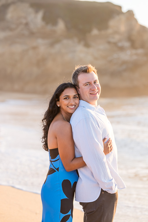 golden hour beach engagement photos