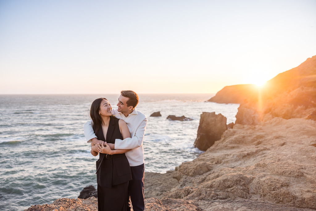 colorful sunset engagement photos in the Marin Headlands