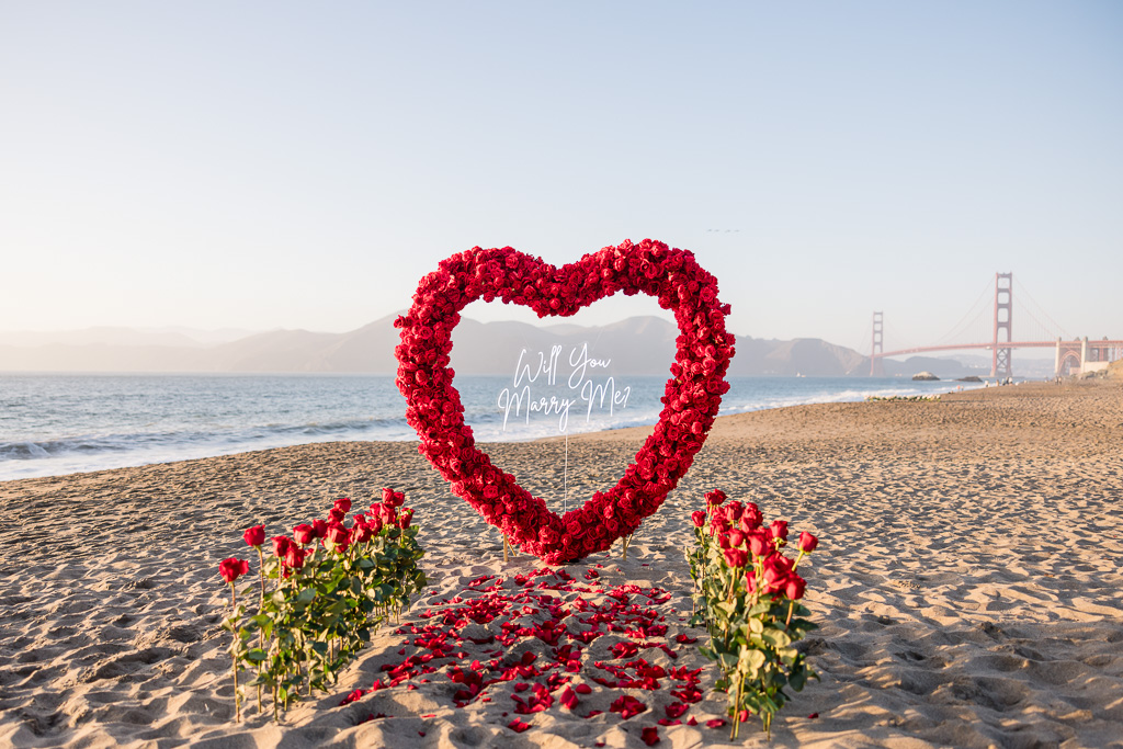 Lulu’s Lovely Proposals rose heart arch backdrop