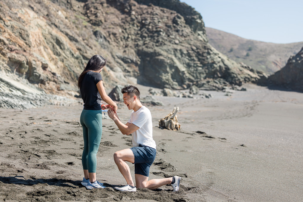 surprise proposal at the Hidden Cove at Black Sands Beach