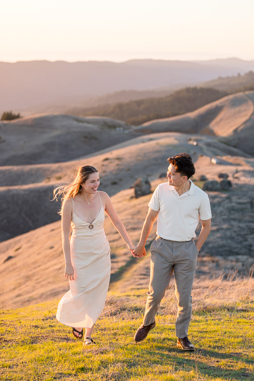 candid engagement photography at golden hour