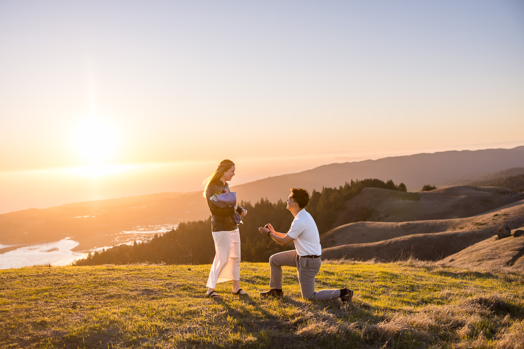 beautiful sunset surprise proposal at Mt. Tam