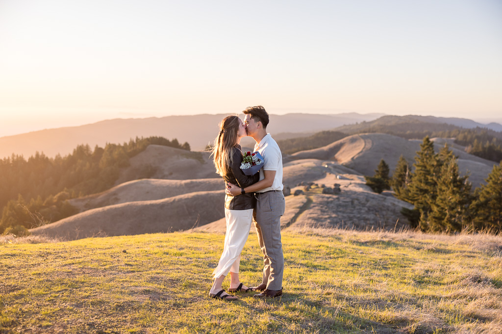 a kiss after getting engaged