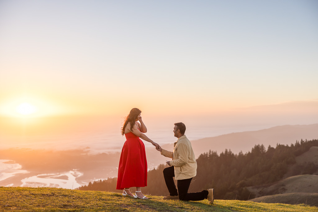 golden hour proposal at Mt Tam
