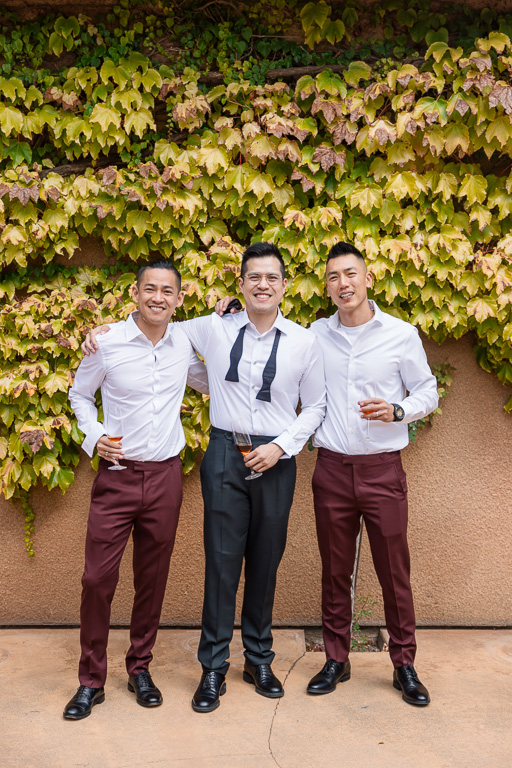 groom hanging out with his buddies