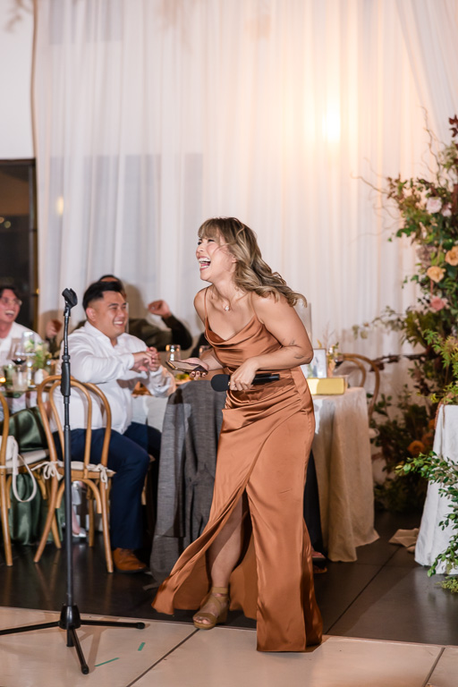 sister of the bride giving a funny speech