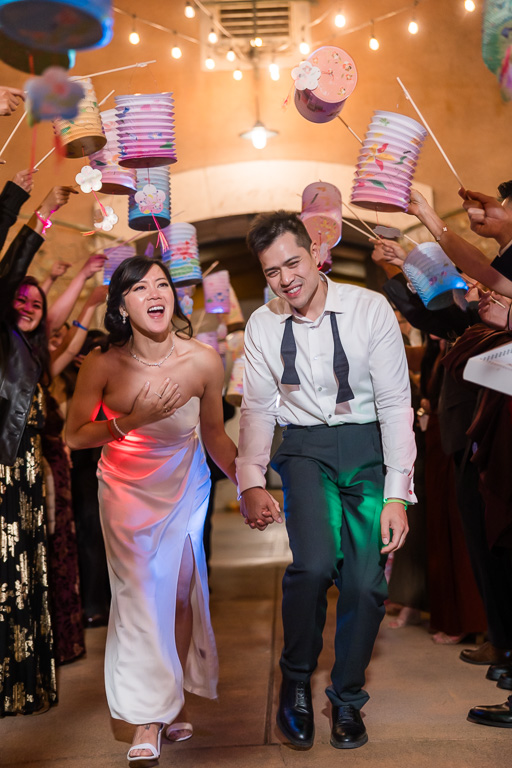 send-off with paper lantern tunnel at the end of the night