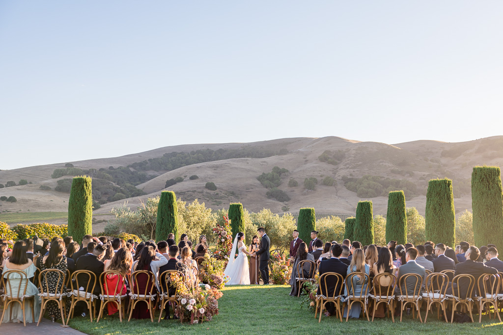 Viansa Sonoma wedding ceremony during golden hour