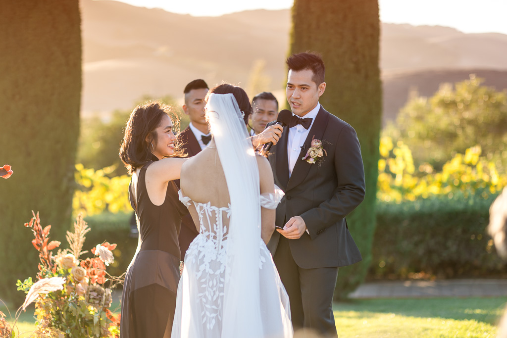 groom speaking a few words