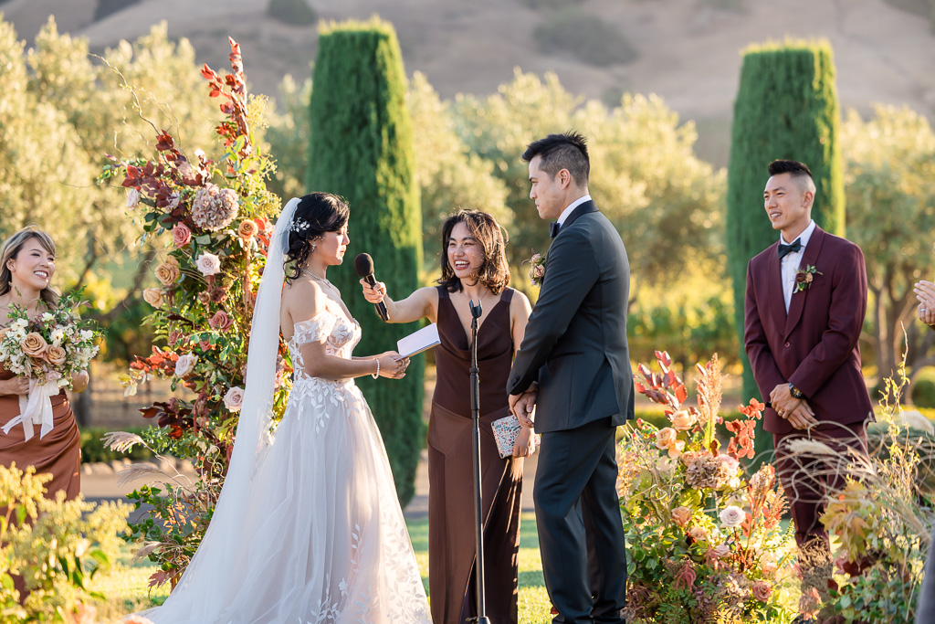bride giving her vows at the ceremony