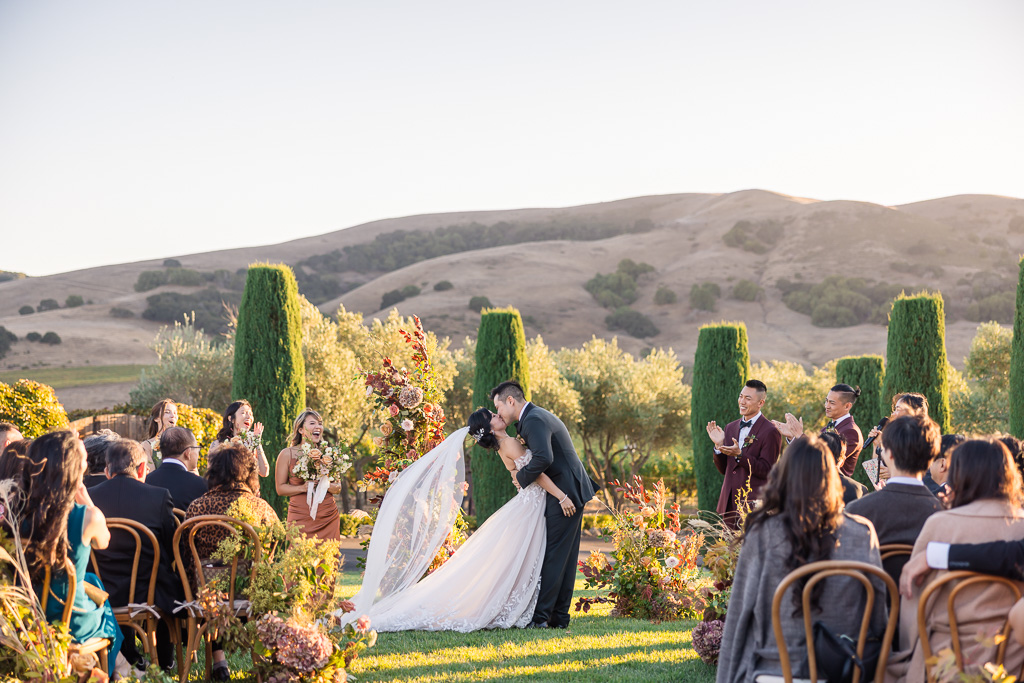 Viansa Sonoma first kiss at golden hour