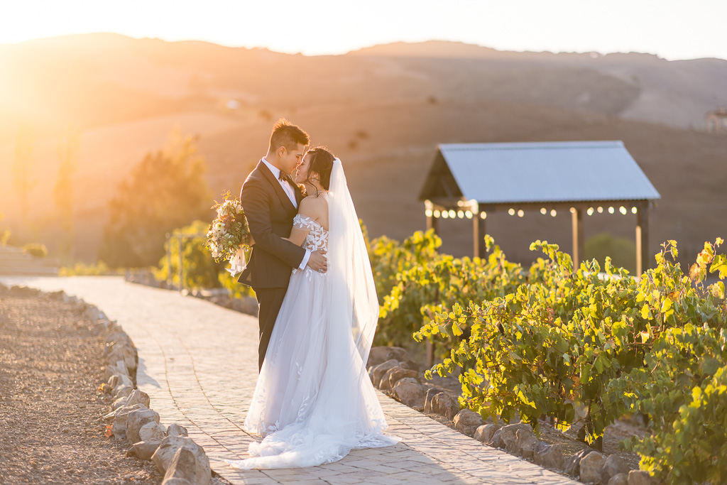 Viansa Sonoma dreamy sunset wedding photo