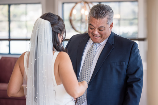 dad getting emotional seeing his daughter in bridal gown