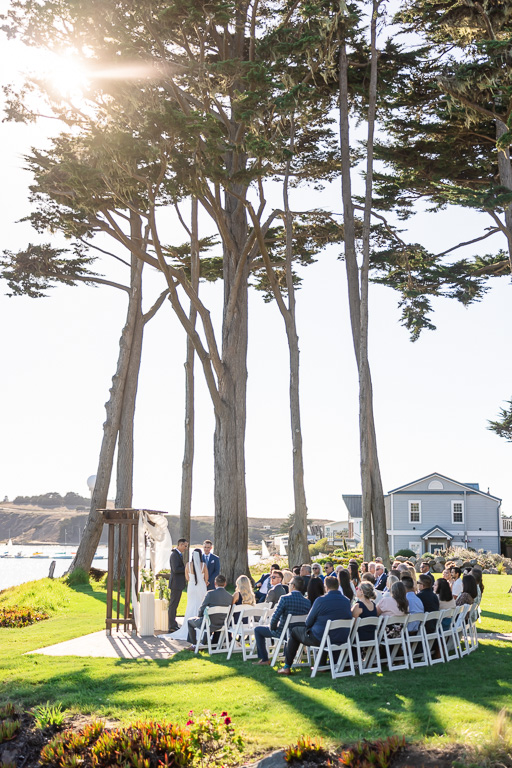 sunny wedding ceremony at Mavericks House