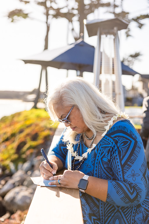 a guest writing a note