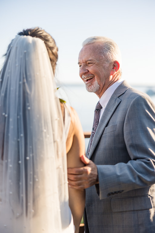 a guest greeting and congratulating the bride