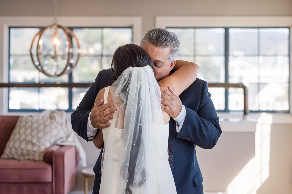 an emotional moment during first look with father