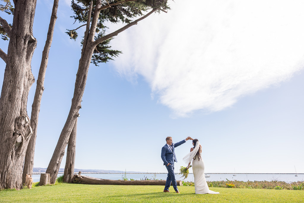 Mavericks House wedding portrait on grassy lawn