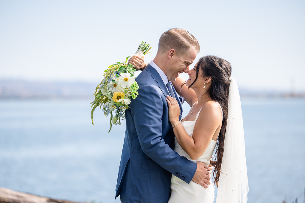 oceanside wedding photos of just the bride and groom