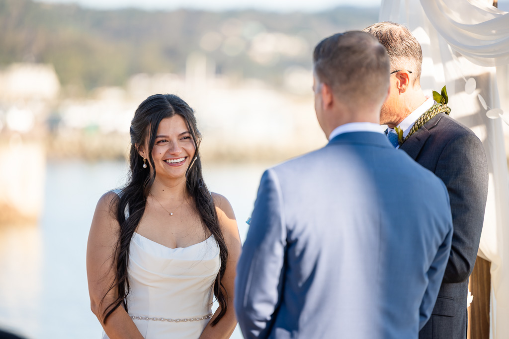 bride smiling during the ceremony