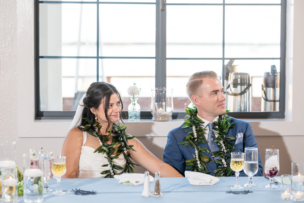 bride and groom during toasts