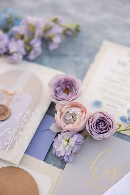 rings on soft colored flowers