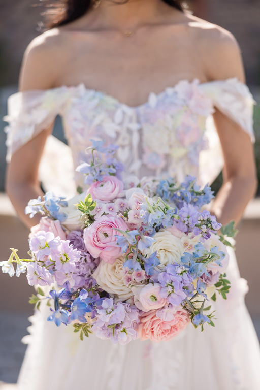 The Flower House Design Studio pastel colored soft bridal bouquet