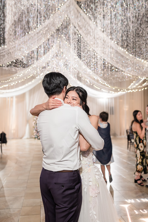 bride and groom sharing a moment on the dance floor