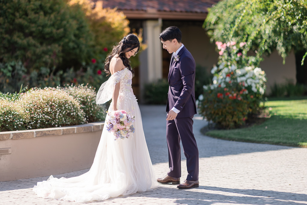 Bride and groom first look moment