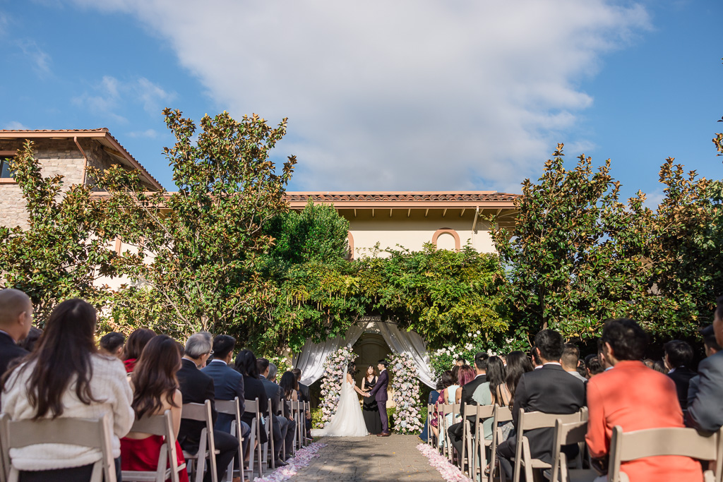 Outdoor ceremony at Casa Real at Ruby Hill winery