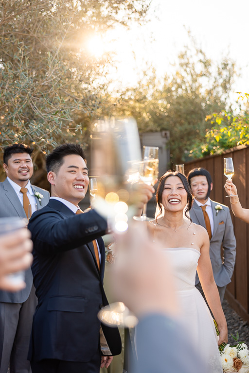 bride and groom sharing a toast