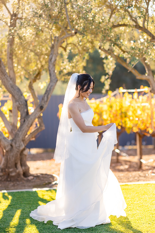 bride solo portrait with fall colors