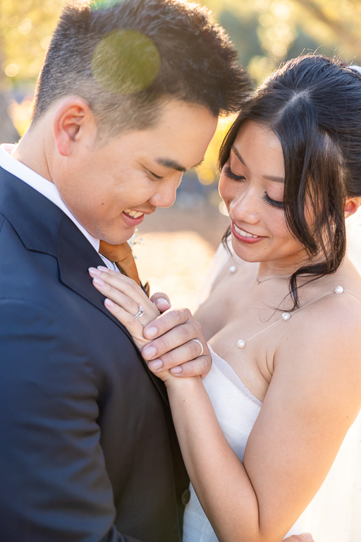 romantic close-up photo of wedding couple