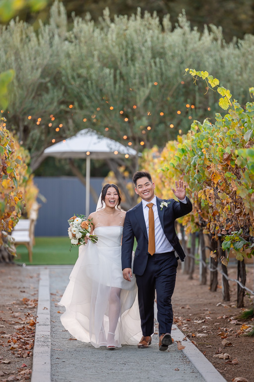 bride and groom greeting their guests