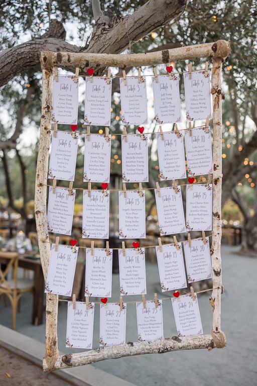 natural wooden table seating chart