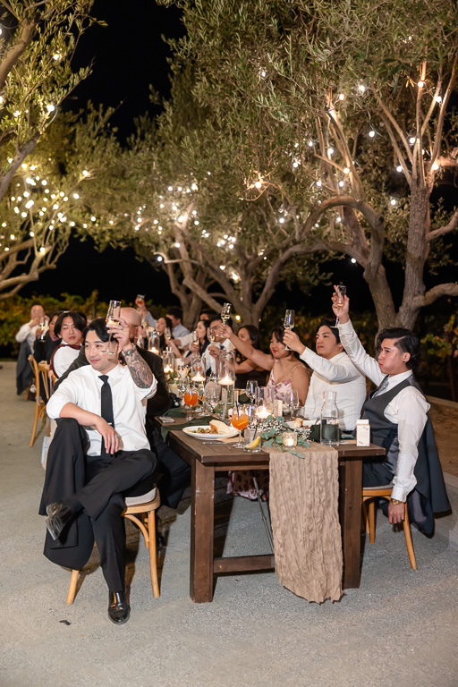 guests raising glass for a toast