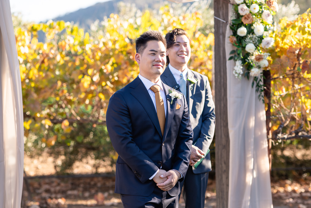 groom at the start at the ceremony