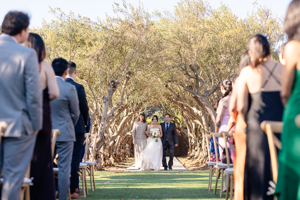 bride’s entrance to the ceremony at MOHI Ranch