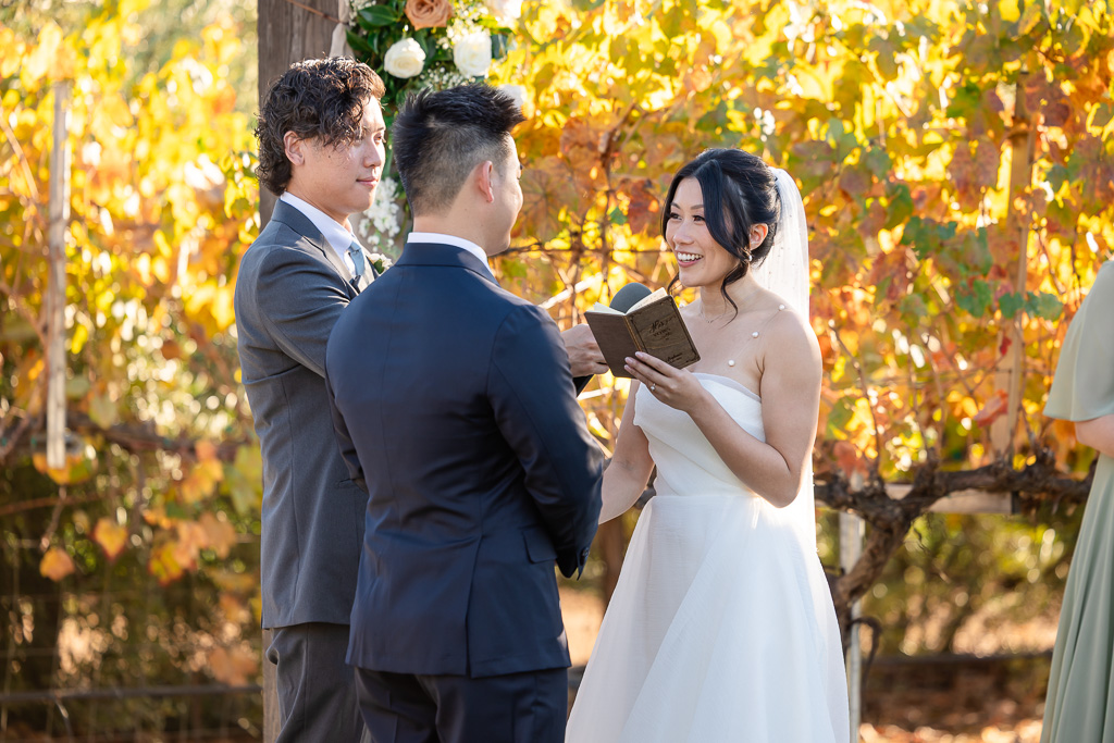 bride saying her wedding vows