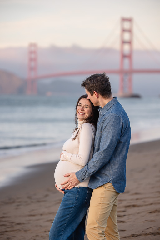 casual maternity photo shoot at the beach