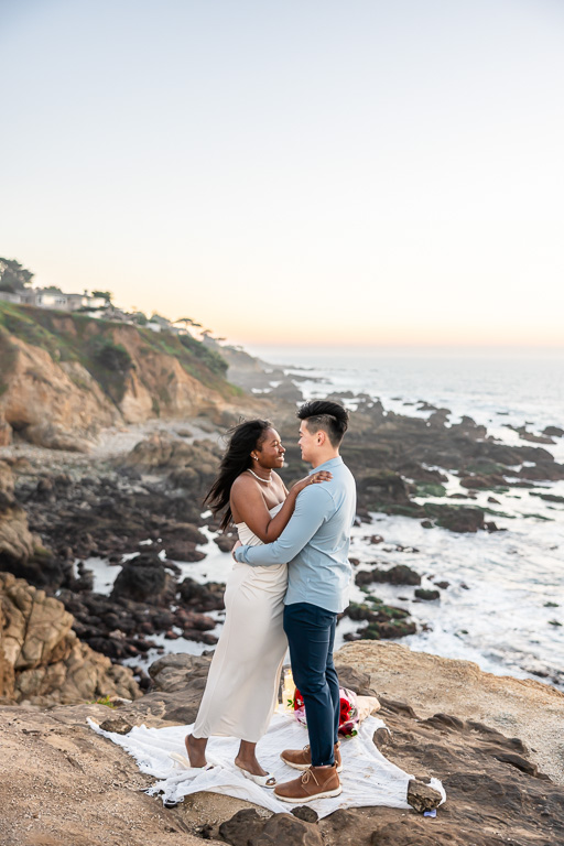 engagement on a high ocean cliff