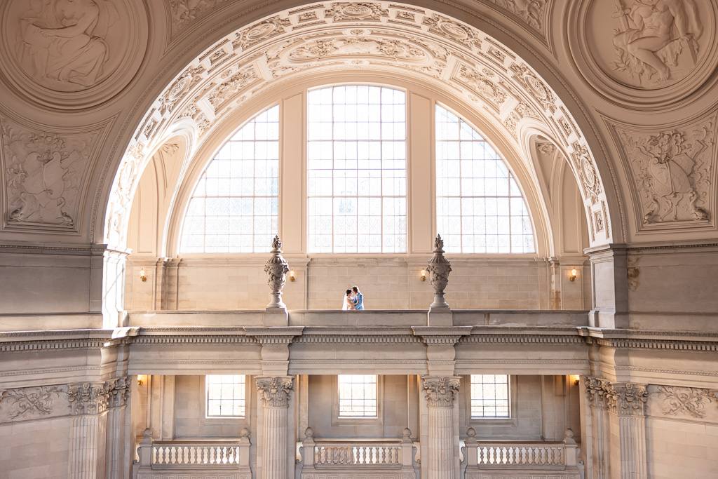 wedding portrait showing the grandeur and light of San Francisco City Hall