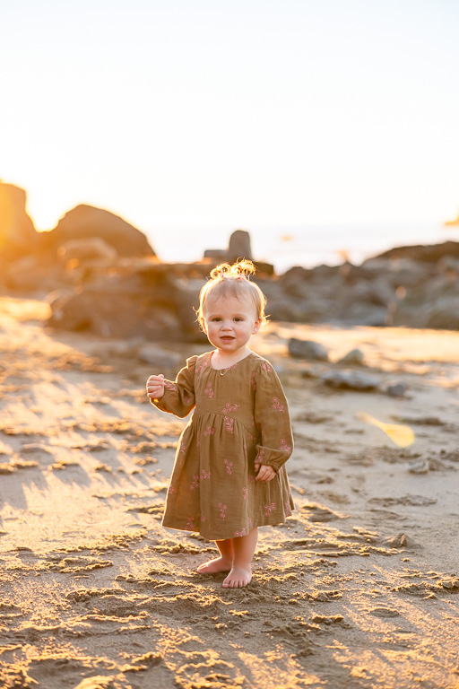 baby portrait on the beach at sunset