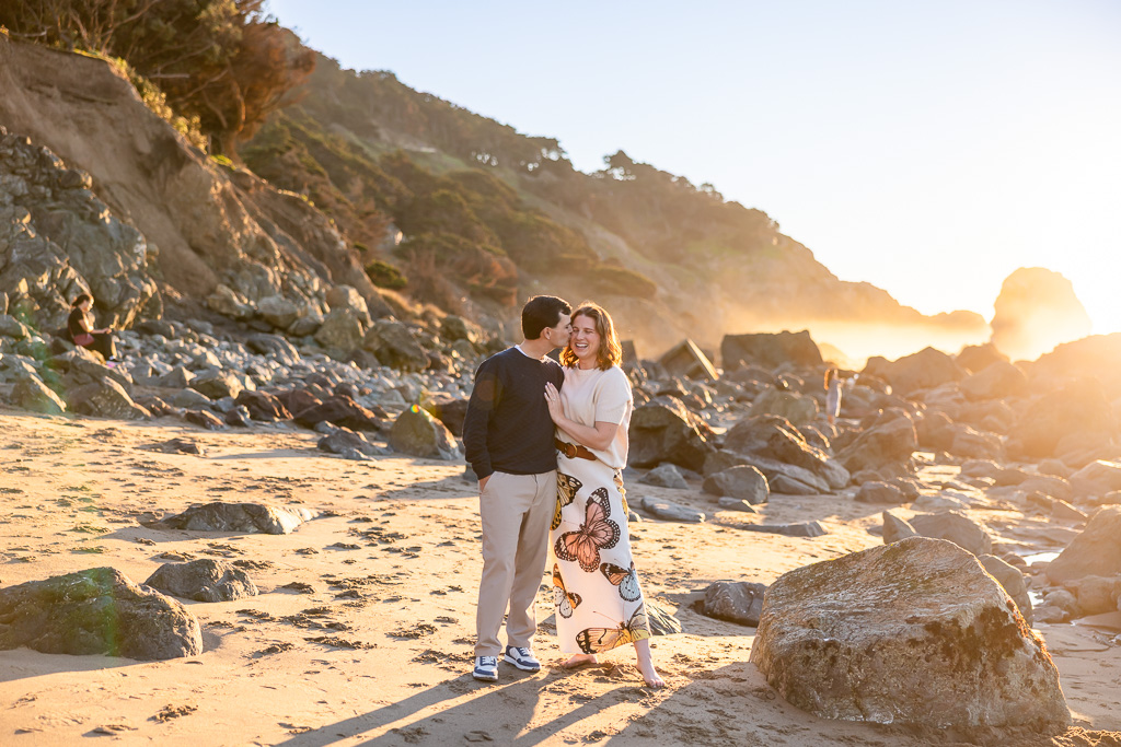 engagement photos at the beach at golden hour