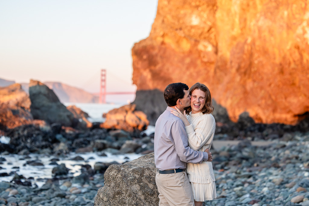 engagement photos at hidden Golden Gate Bridge view point