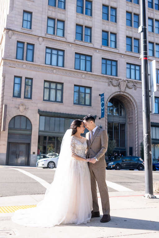 city downtown wedding photo