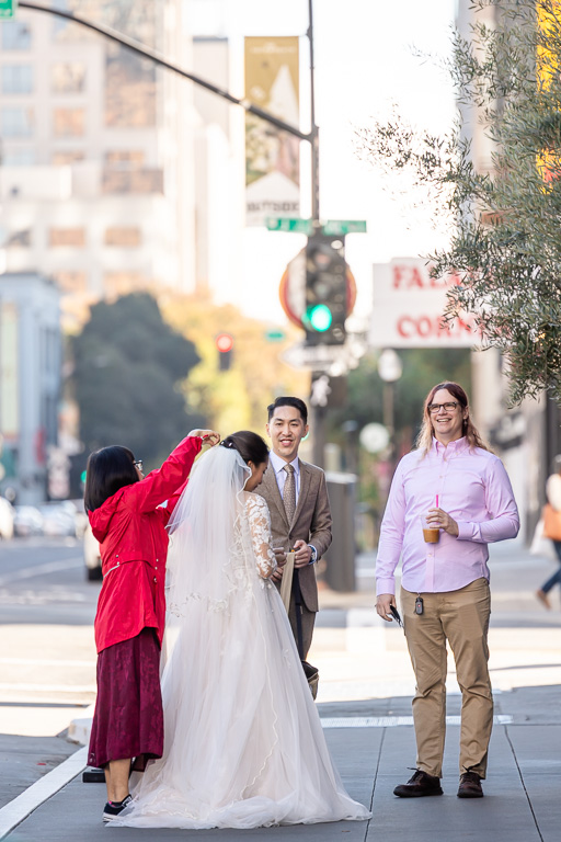 candid street wedding photo