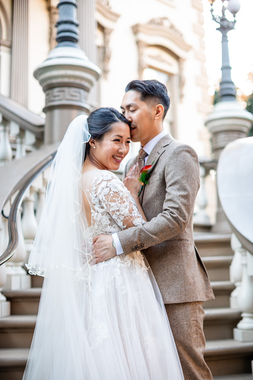 wedding photo on staircase