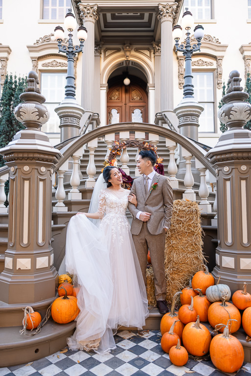 Halloween wedding photos at Stanford Mansion