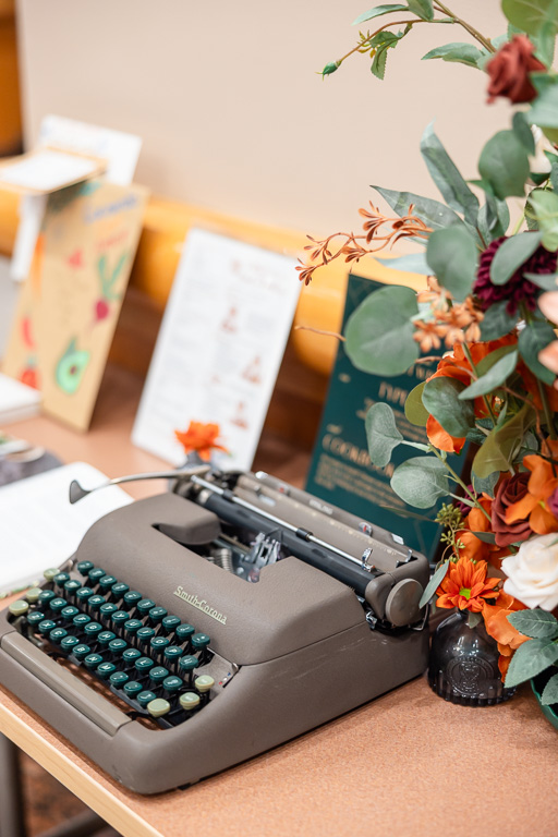 typewriter as a wedding welcome table prop